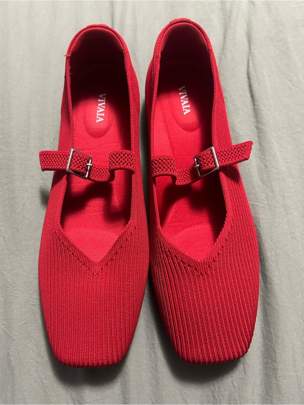 Vivaia Square Toe Margot Mary Jane Flats Red Womens Size 10 - Picture 3 of 7